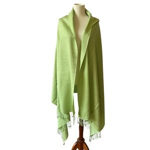 HENRI BENDEL SCARF WRAP FRINGE CASHMERE SILK LUXURY OLD MONEY COZY SOFT CLASSIC